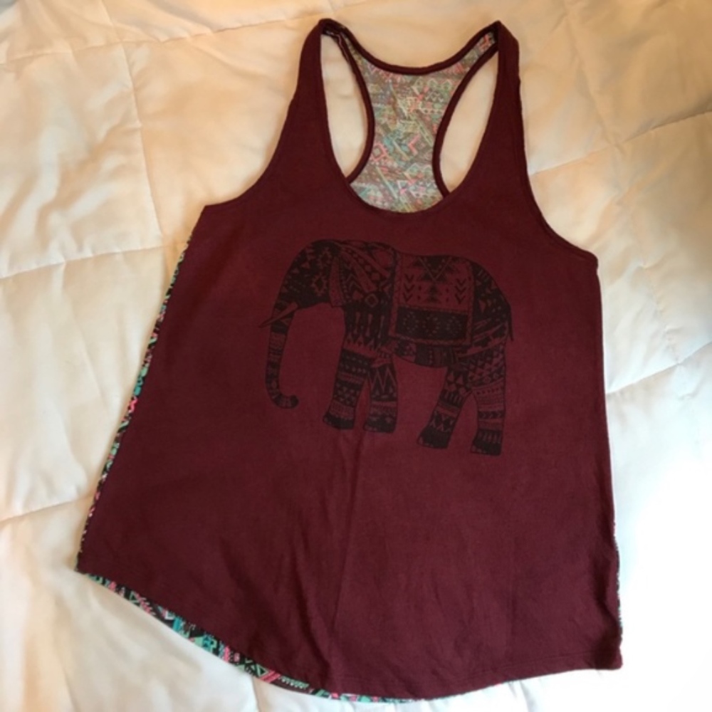 Empyre Tank Top with Elephant Aztec Print Medium